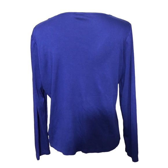 TALBOTS Minimalist Supima Cotton Blend Top Mini Sailor Collar Royal Blue Sz M - Picture 2 of 7